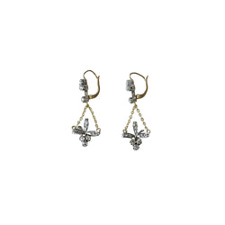 Boucles d'oreilles Dormeuses en or jaune, or rose, argent, et diamants - Castafiore