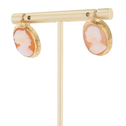 Boucles d'oreilles Dormeuses en or jaune, or rose et camée - Castafiore