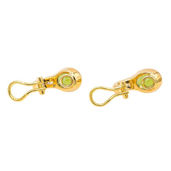 Boucles d'oreilles Dormeuses en or jaune, péridots et diamants - Castafiore