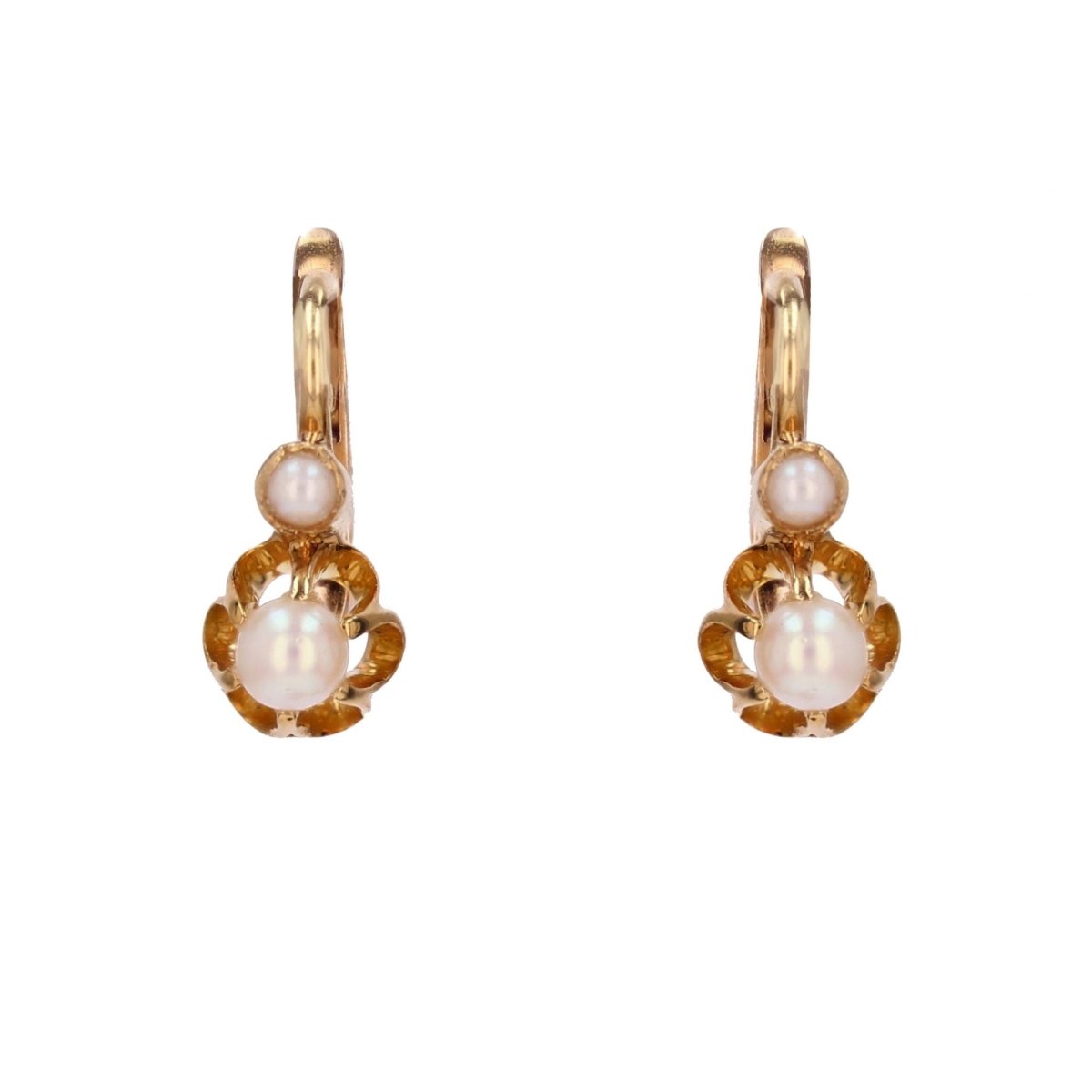 Boucles d'oreilles DORMEUSES en or jaune perles - Castafiore