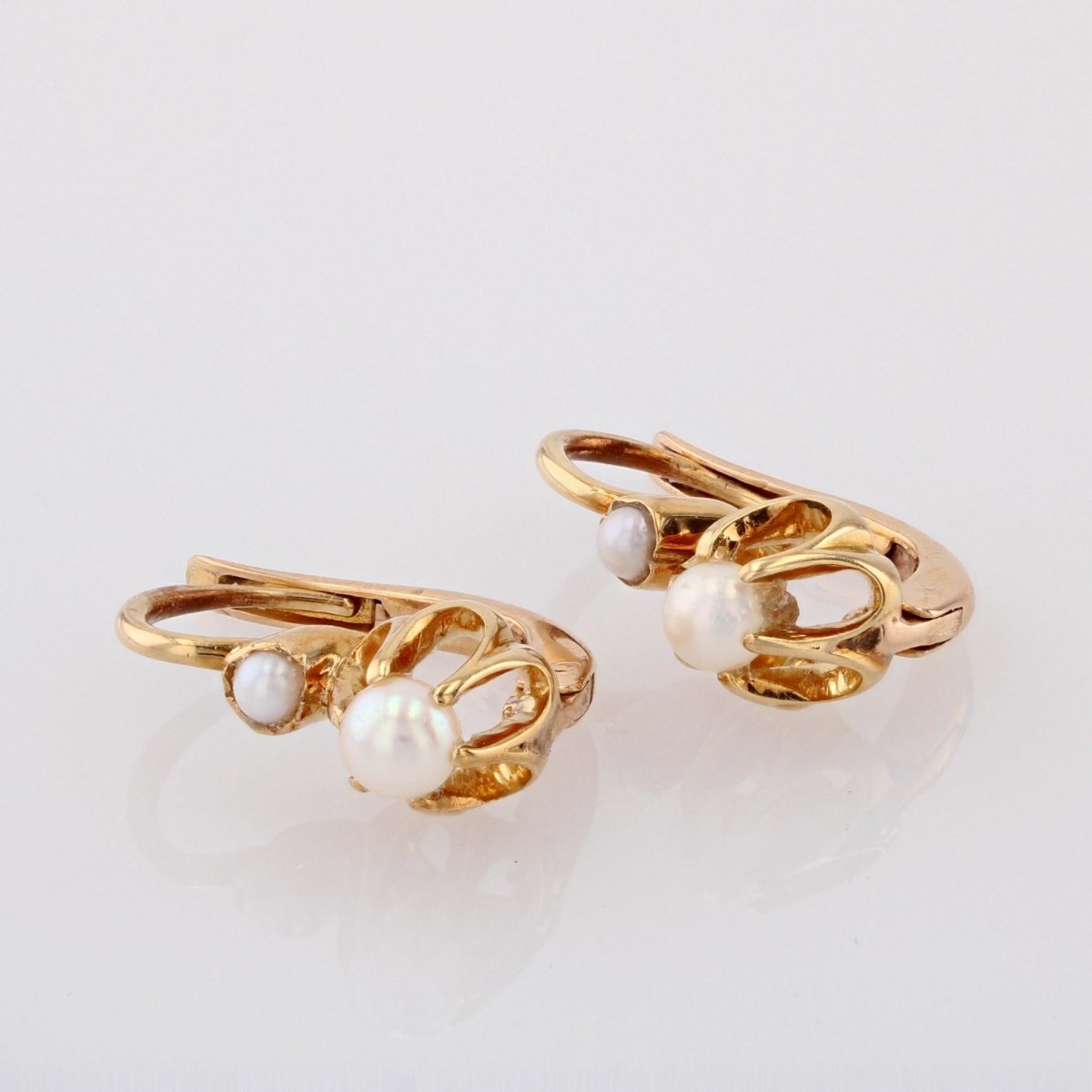 Boucles d'oreilles DORMEUSES en or jaune perles - Castafiore
