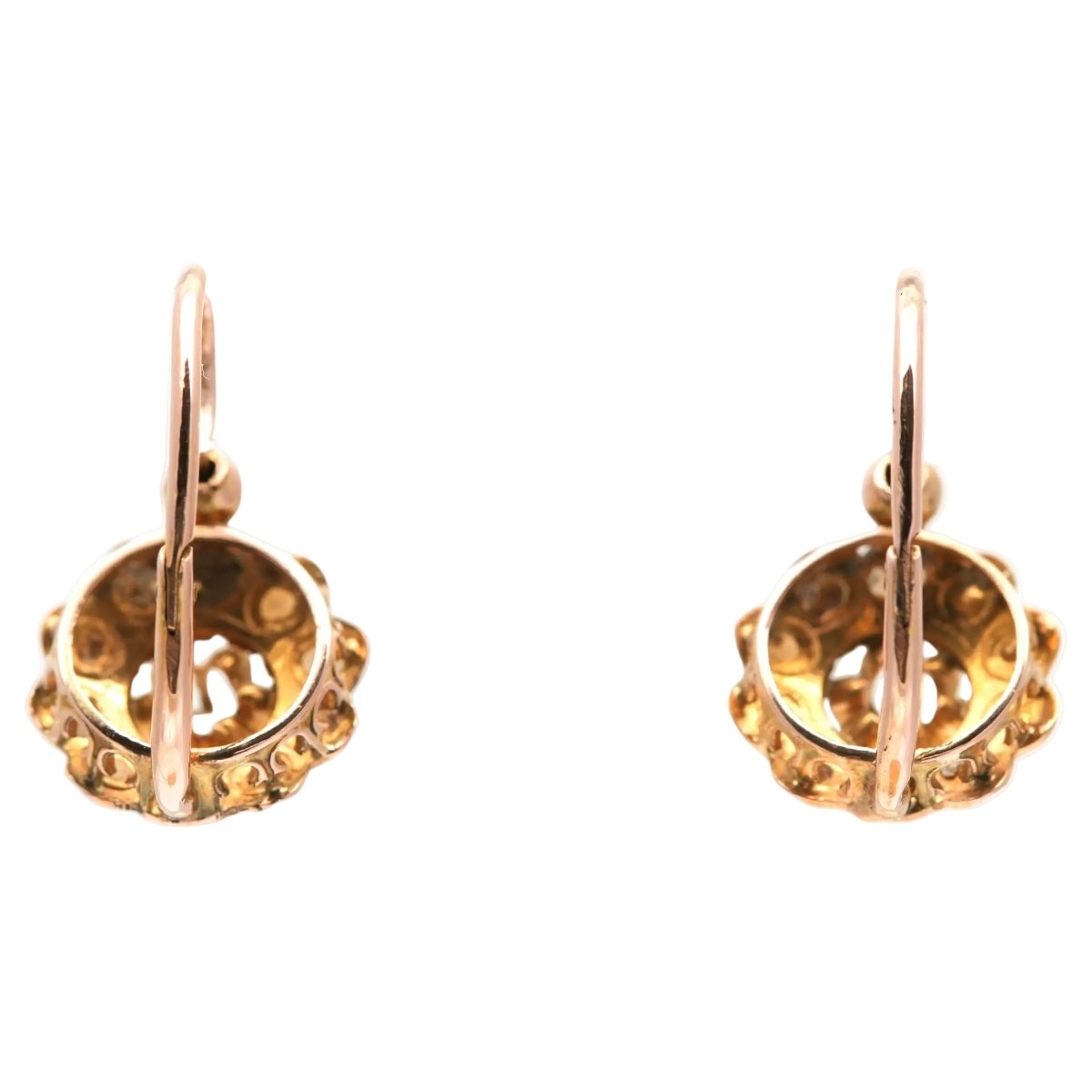 Boucles d'oreilles Dormeuses en or jaune, perles et diamants - Castafiore