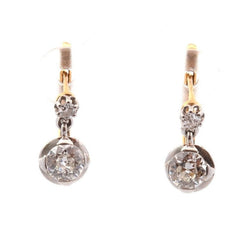Boucles d'oreilles Dormeuses en or jaune, platine et diamants - Castafiore