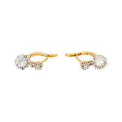 Boucles d'oreilles Dormeuses en or jaune, platine et diamants - Castafiore