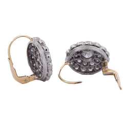 Boucles d'oreilles Dormeuses en or jaune, platine et diamants - Castafiore