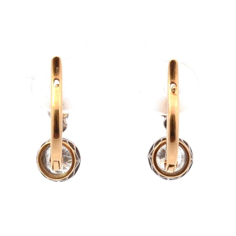 Boucles d'oreilles Dormeuses en or jaune, platine et diamants - Castafiore