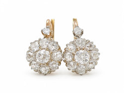 Boucles d'oreilles Dormeuses en or jaune, platine et diamants - Castafiore