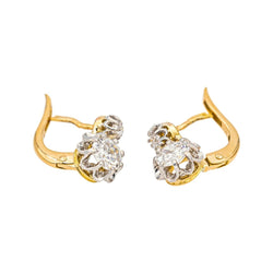 Boucles d'oreilles Dormeuses en or jaune, platine et diamants - Castafiore