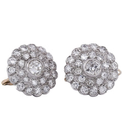 Boucles d'oreilles Dormeuses en or jaune, platine et diamants - Castafiore