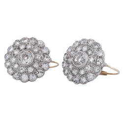 Boucles d'oreilles Dormeuses en or jaune, platine et diamants - Castafiore