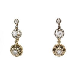 Boucles d'oreilles Dormeuses en or jaune, platine et diamants - Castafiore