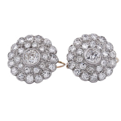 Boucles d'oreilles Dormeuses en or jaune, platine et diamants - Castafiore