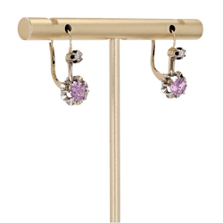 Boucles d'oreilles Dormeuses en or jaune, platine, saphirs et diamants - Castafiore