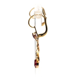 Boucles d'oreilles Dormeuses en or jaune, rubis et perles - Castafiore