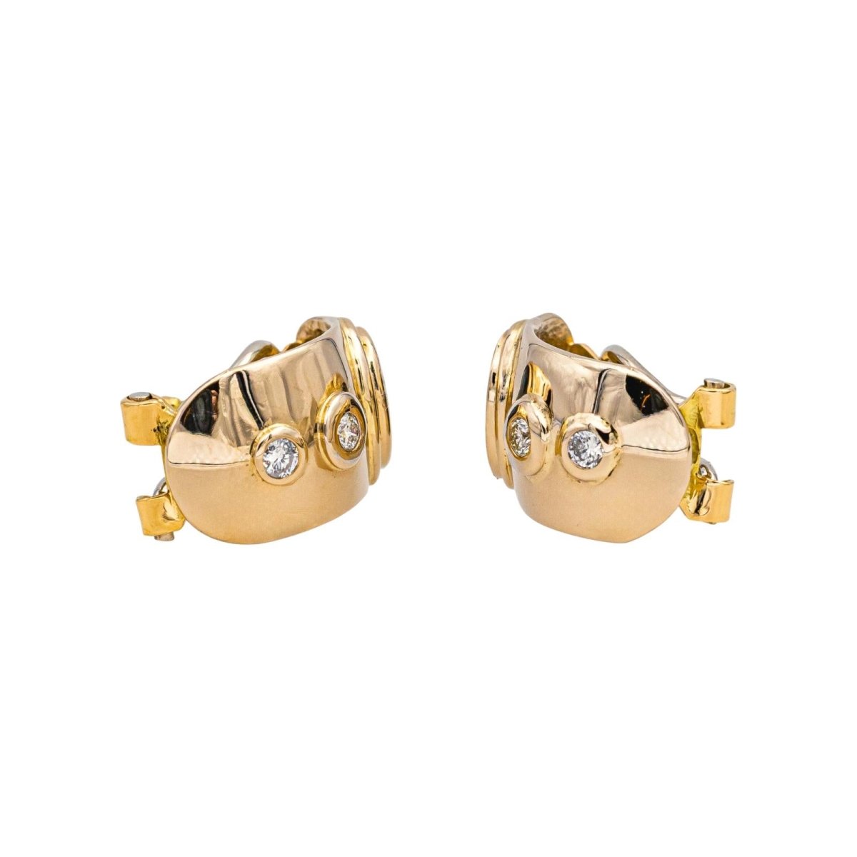 Boucles d'oreilles Dormeuses en or jaune, saphirs et diamants - Castafiore
