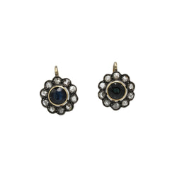 Boucles d'oreilles Dormeuses en or jaune, saphirs et diamants - Castafiore