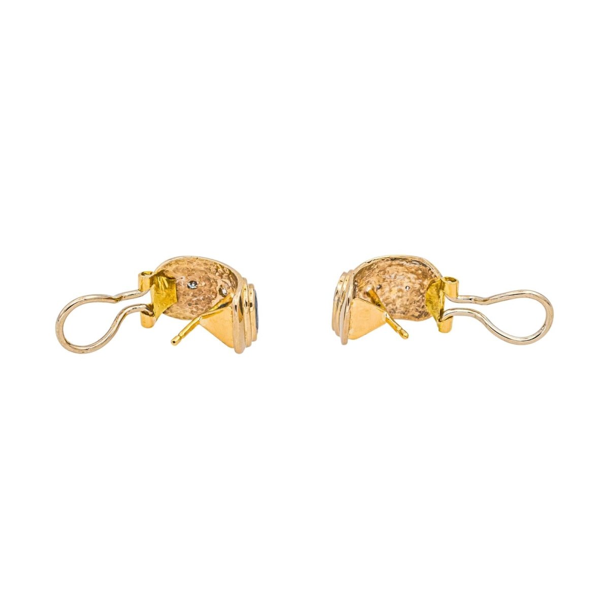 Boucles d'oreilles Dormeuses en or jaune, saphirs et diamants - Castafiore