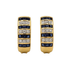 Boucles d’oreilles Dormeuses en or jaune, saphirs et diamants - Castafiore