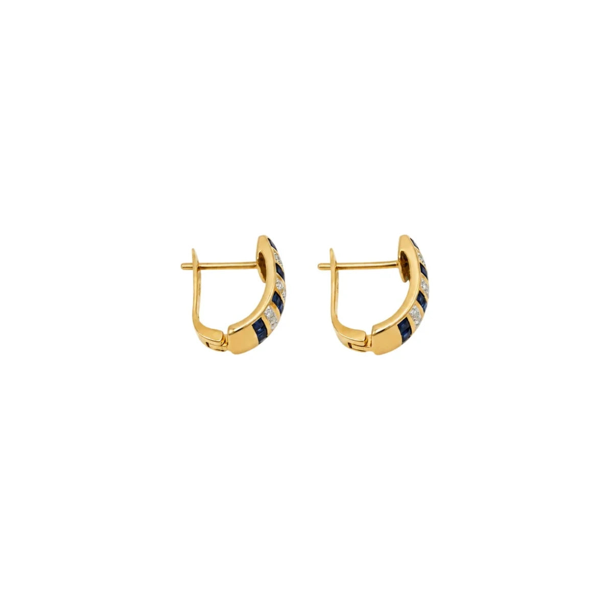 Boucles d’oreilles Dormeuses en or jaune, saphirs et diamants - Castafiore