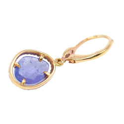 Boucles d'oreilles Dormeuses en or jaune, tanzanites et diamants - Castafiore