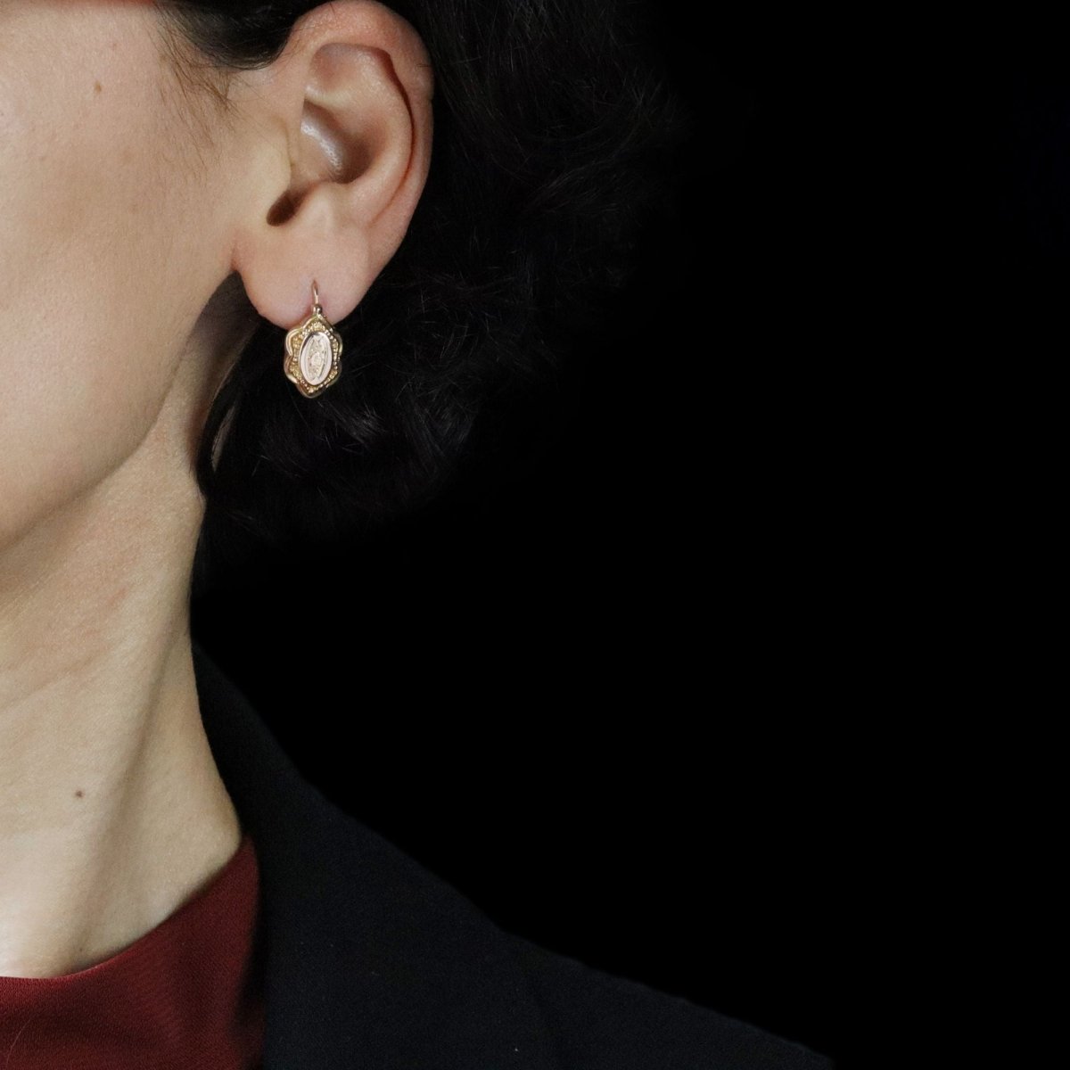 Boucles d'oreilles Dormeuses en or rose - Castafiore