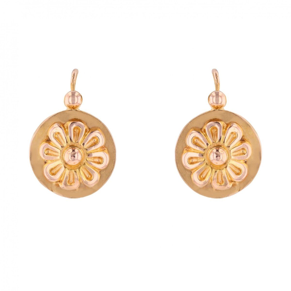 Antique sleepers rose gold flowers