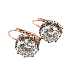 Boucles d'oreilles Dormeuses en or rose, argent et diamants - Castafiore