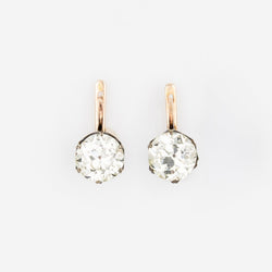 Boucles d'oreilles Dormeuses en or rose, argent et diamants - Castafiore
