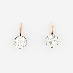 Boucles d'oreilles Dormeuses en or rose, argent et diamants - Castafiore