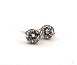 Boucles d'oreilles Dormeuses en or rose, argent et diamants - Castafiore
