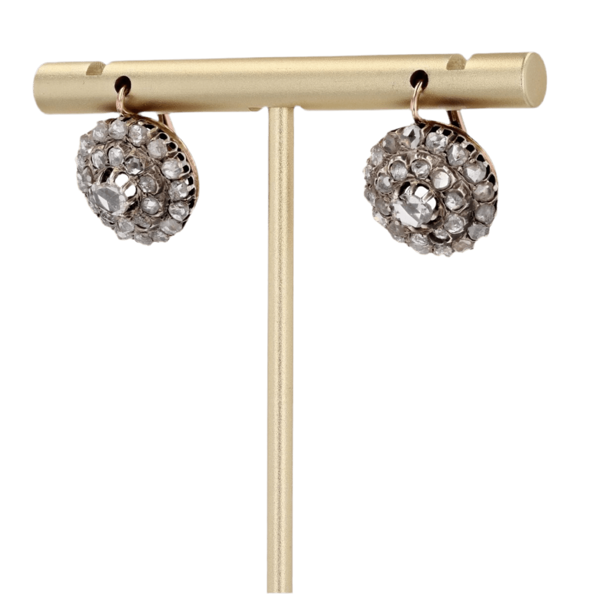 Boucles d'oreilles Dormeuses en or rose, argent et diamants - Castafiore