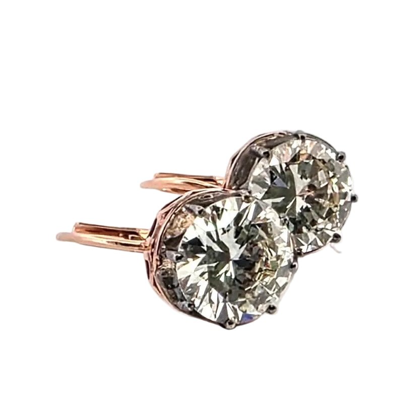 Boucles d'oreilles Dormeuses en or rose, argent et diamants - Castafiore