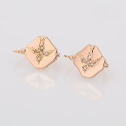 Boucles d'oreilles dormeuses en or rose et diamant - Castafiore