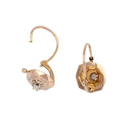 Boucles d'oreilles Dormeuses en or rose et diamants - Castafiore
