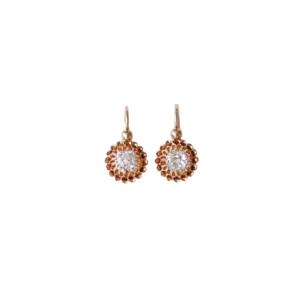 Boucles d'oreilles Dormeuses en or rose et diamants - Castafiore