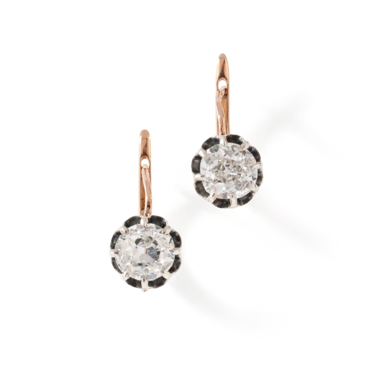 Boucles d'oreilles Dormeuses en or rose et diamants - Castafiore