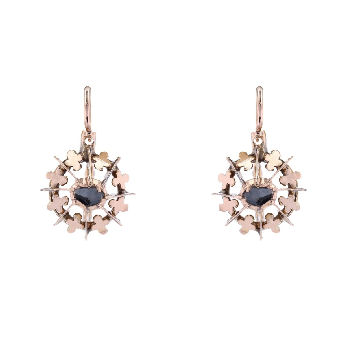 Boucles d'oreilles Dormeuses en or rose et diamants - Castafiore
