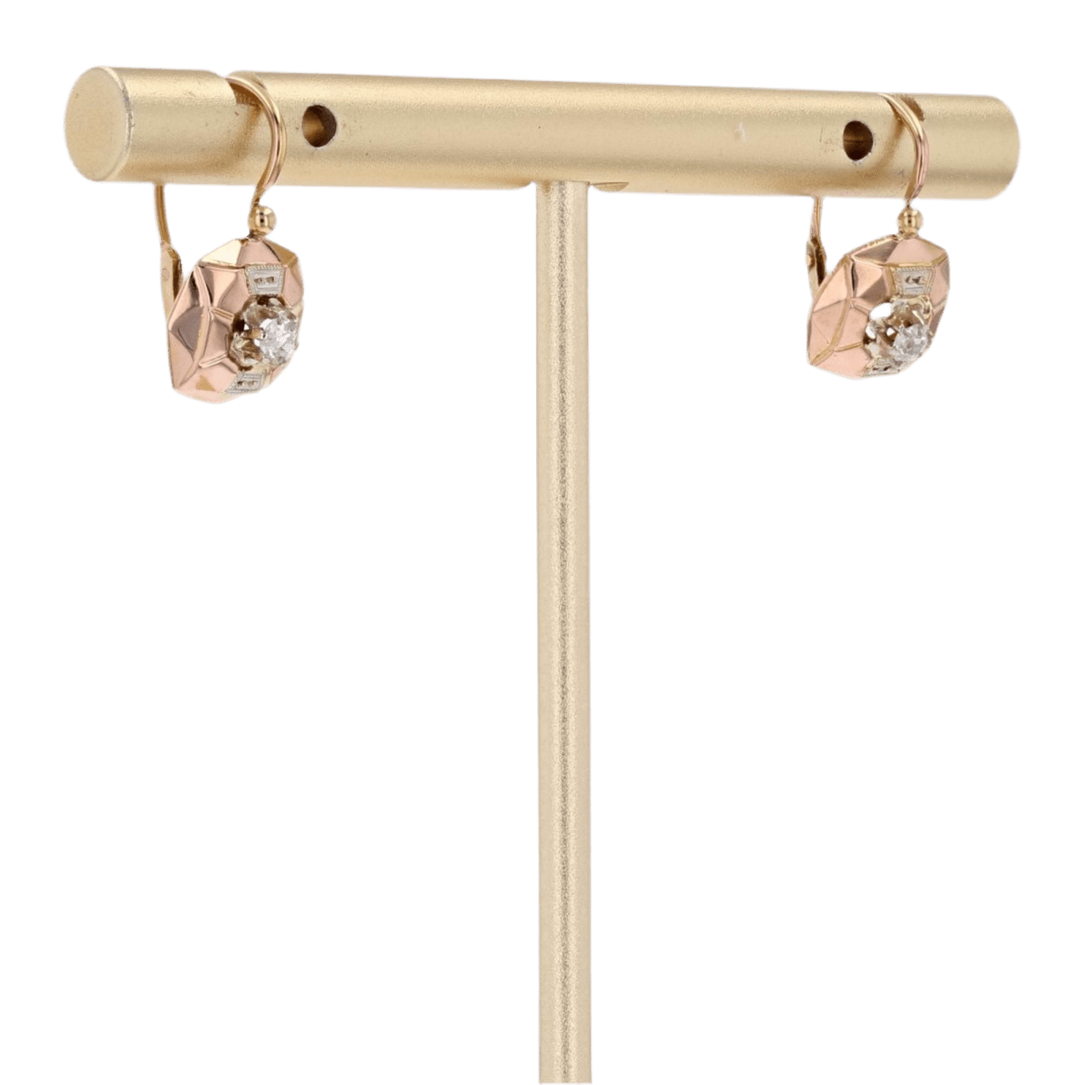 Boucles d'oreilles Dormeuses en or rose et diamants - Castafiore