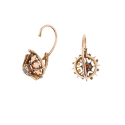 Boucles d'oreilles Dormeuses en or rose et diamants - Castafiore