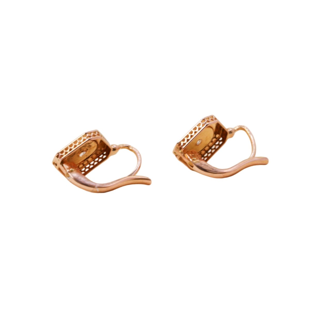 Boucles d'oreilles Dormeuses en or rose et diamants - Castafiore