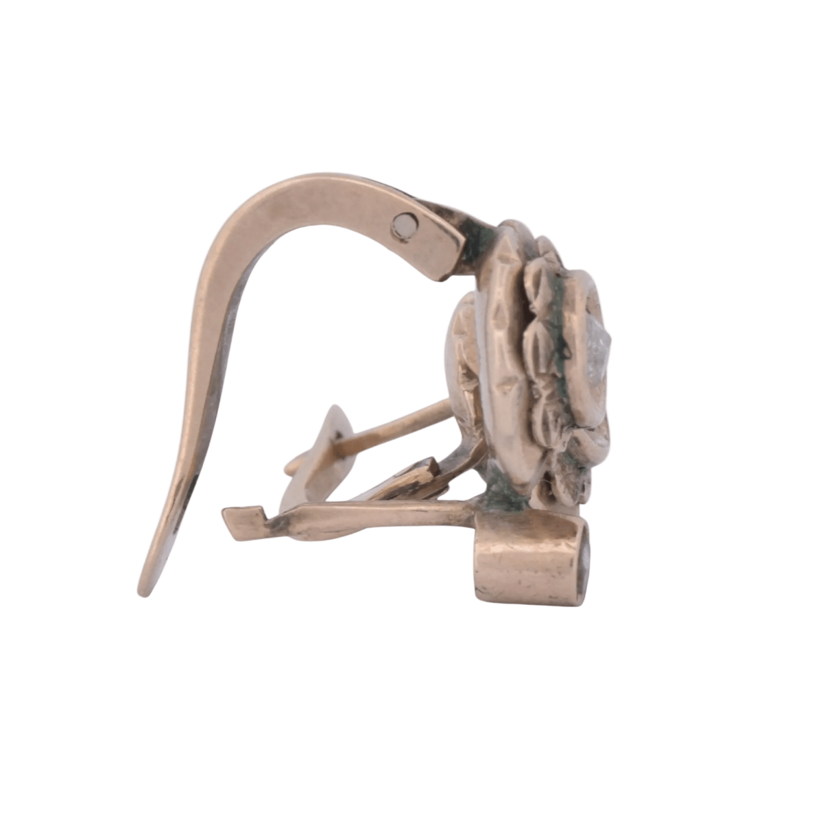 Boucles d'oreilles Dormeuses en or rose et diamants - Castafiore