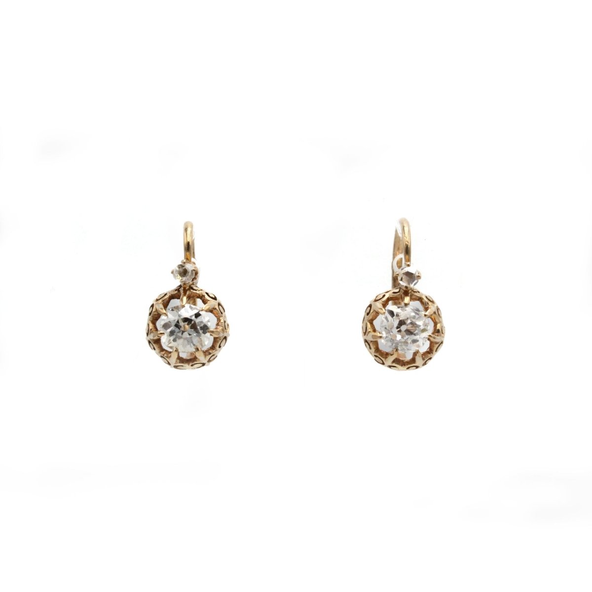 Boucles d'oreilles Dormeuses en or rose et diamants - Castafiore