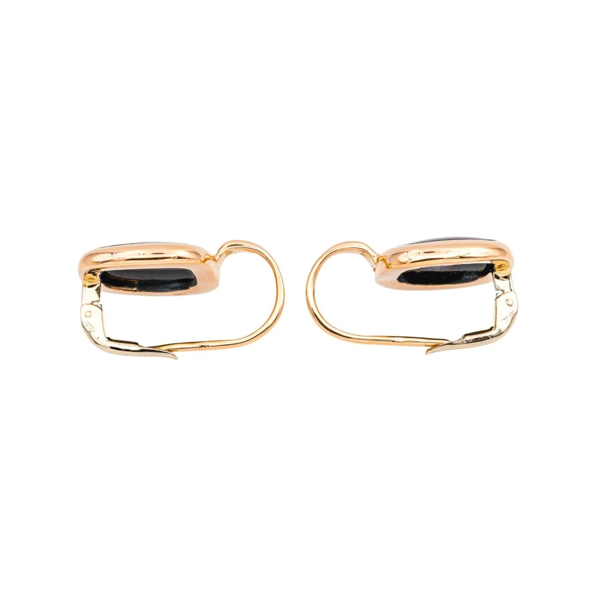 Boucles d'oreilles Dormeuses en or rose et onyx - Castafiore
