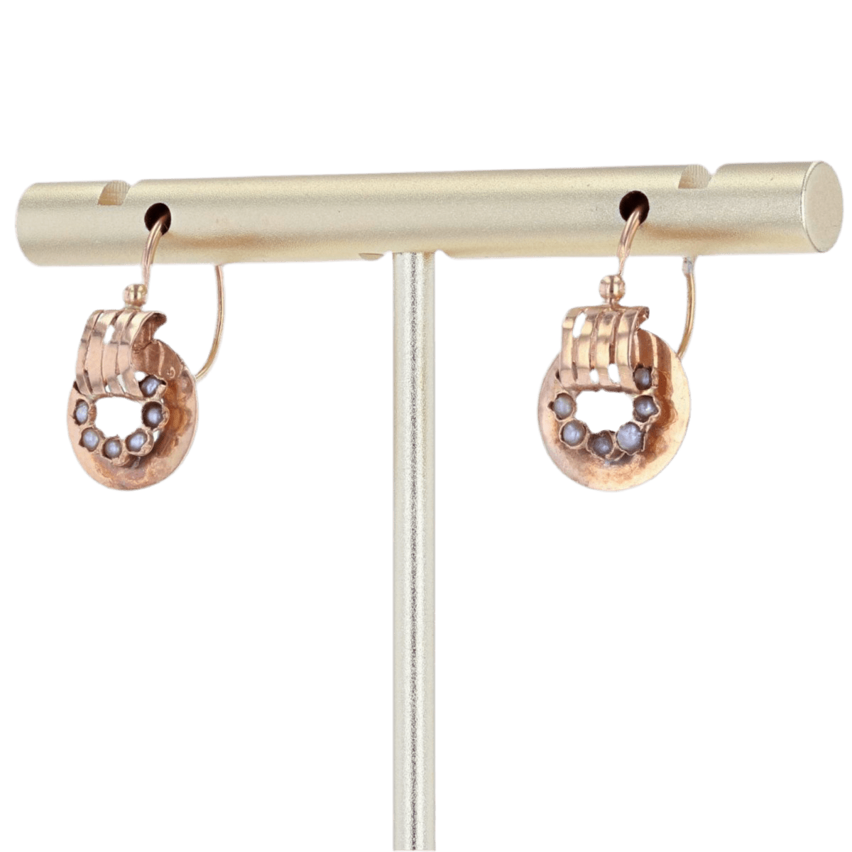 Boucles d'oreilles Dormeuses en or rose et perles - Castafiore