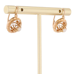 Boucles d'oreilles Dormeuses en or rose et perles - Castafiore