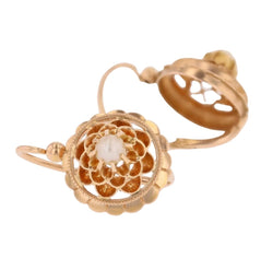Boucles d'oreilles Dormeuses en or rose et perles - Castafiore