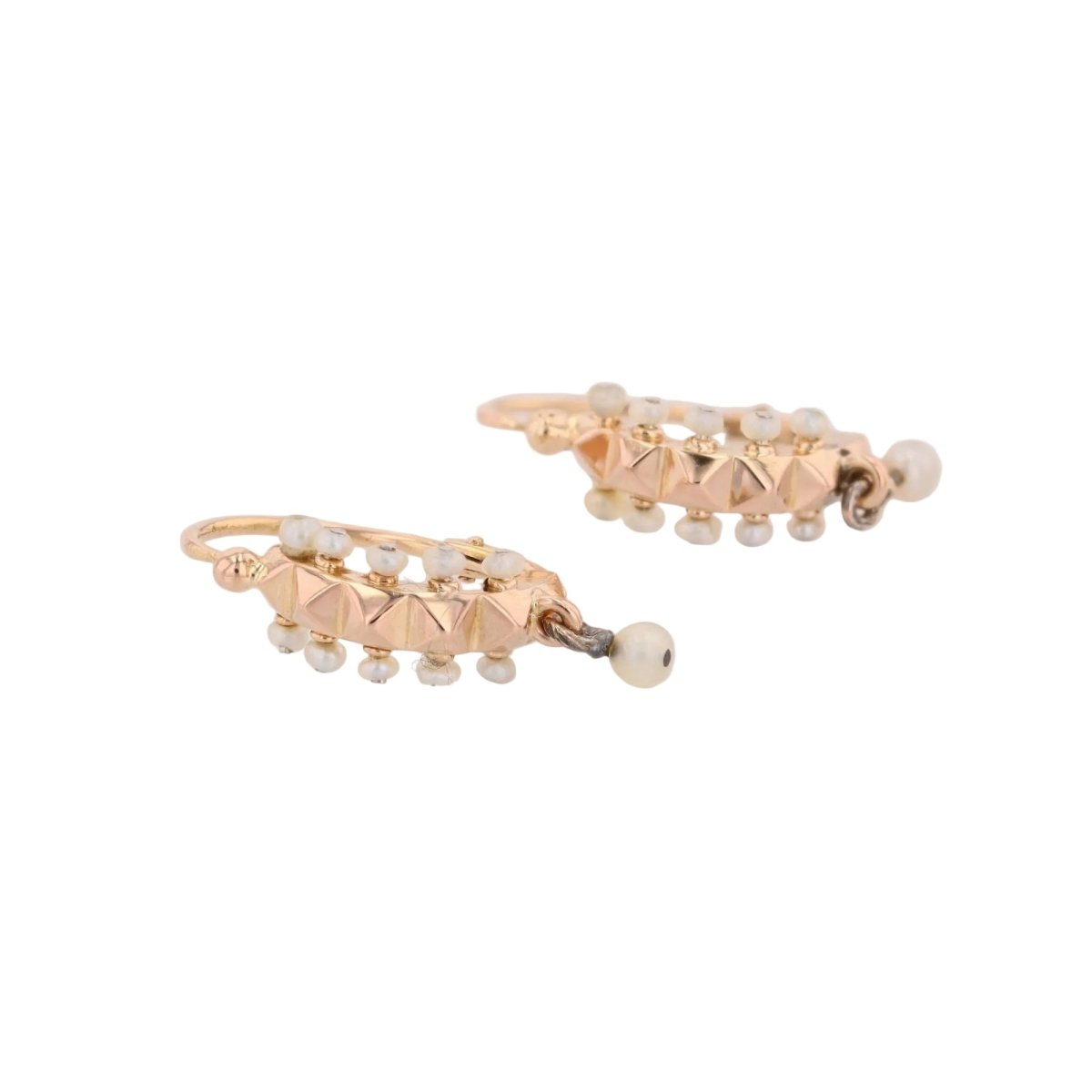 Boucles d'oreilles Dormeuses en or rose et perles - Castafiore