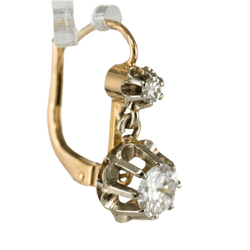 Boucles d'oreilles Dormeuses en or rose, or blanc et diamants - Castafiore