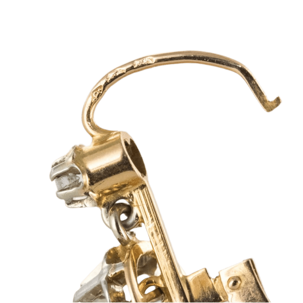 Boucles d'oreilles Dormeuses en or rose, or blanc et diamants - Castafiore