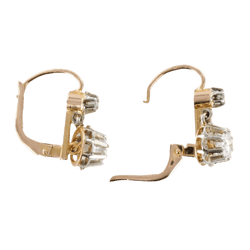 Boucles d'oreilles Dormeuses en or rose, or blanc et diamants - Castafiore